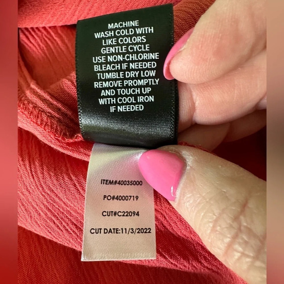 Torrid Embroidered Blouse Size 5 Crinkle Gauze Coral Long Sleeve Boho Prairie - Picture 10 of 10